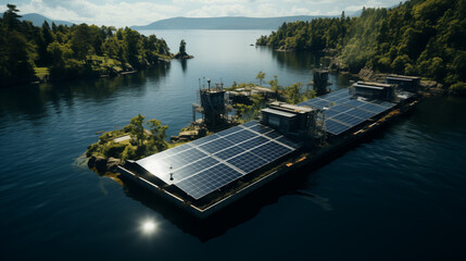 Floating Solar farm aerial view