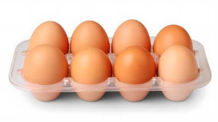 chicken eggs in paper tray isolated on transparent background ,raw egg