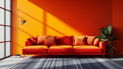 bright sofa in a modern room in vivid modern style