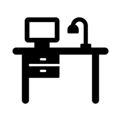Fototapeta premium Working Desk Vector Icon