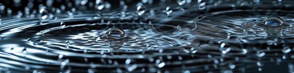 Virtual raindrops create ripples in the digital ether - obrazy, fototapety, plakaty