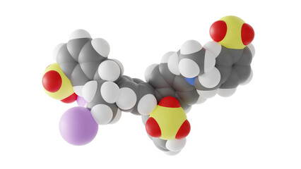 brilliant blue fcf molecule, triarylmethane dye e133, molecular structure, isolated 3d model van der Waals