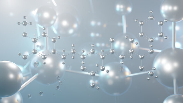 advantame molecular structure, 3d model molecule, e969, structural chemical formula view from a microscope