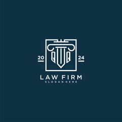 QQ initial monogram logo for lawfirm with pillar design in creative square