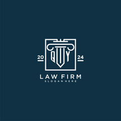 QY initial monogram logo for lawfirm with pillar design in creative square