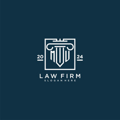MU initial monogram logo for lawfirm with pillar design in creative square