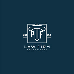 PF initial monogram logo for lawfirm with pillar design in creative square