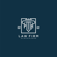 PR initial monogram logo for lawfirm with pillar design in creative square