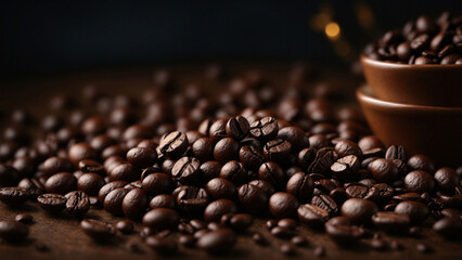 coffee beans on a black background
