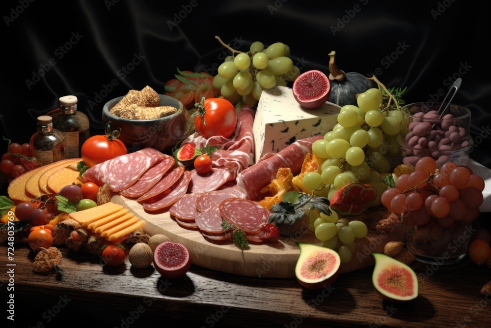 Poster a table filled with a diverse selection of delicious food. perfect for showcasing different cuisines