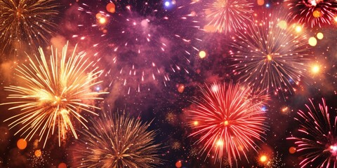 Naklejka premium fireworks with colorful bouncing lights in background (4)