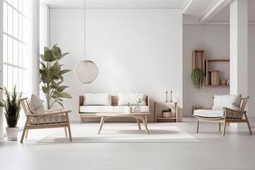 Fototapeta premium Elegant interior design that is both eco friendly and simple, isolated on white