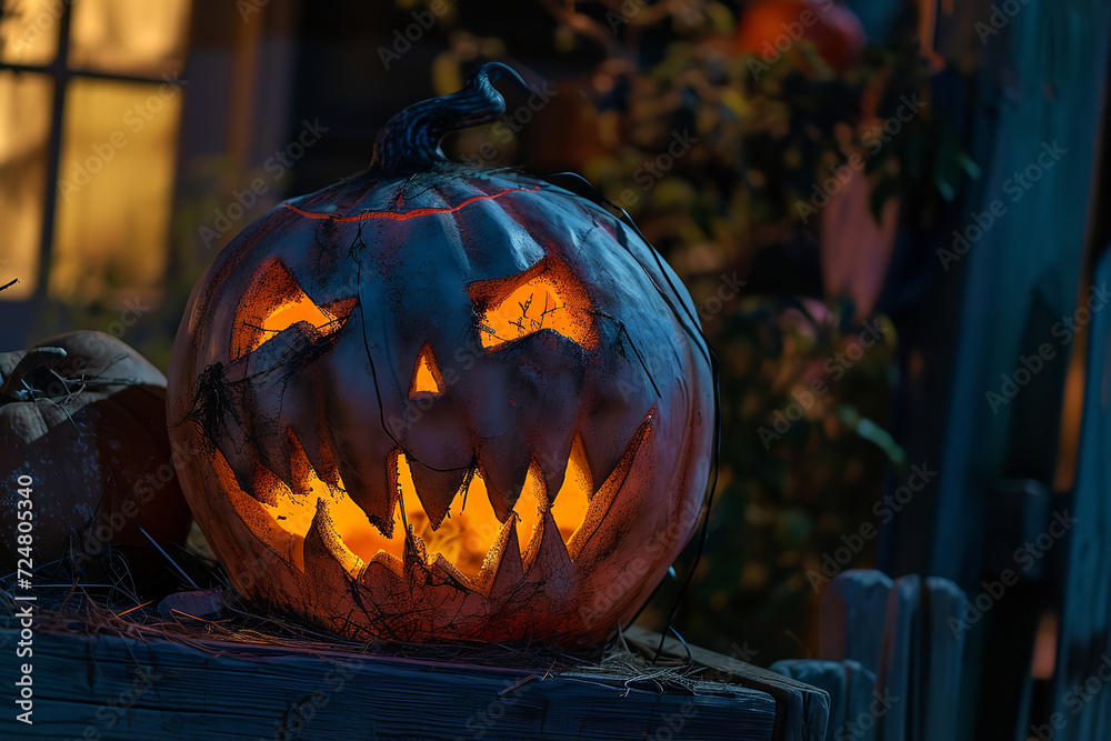 Wall mural halloween pumpkin on a black background