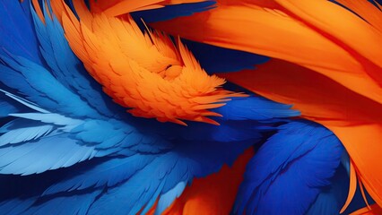 Obraz premium Stylish Orange and Blue Soft Feathers Background