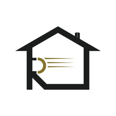 House logo design with letter vector concept