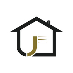 House logo design with letter vector concept