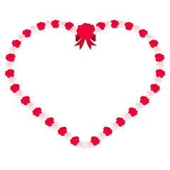 red and white rose frame with bow illustration