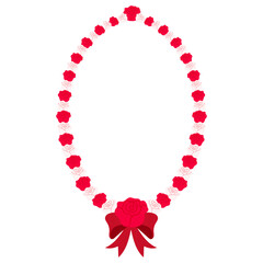 red and white rose frame with bow illustration