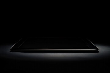 tablet on black backgroun, half in shade 