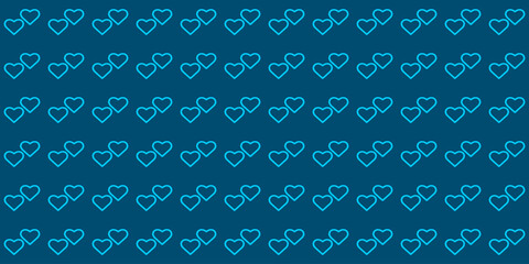Dark Blue heart seamless pattern. Repeating background Fabric design Textile swatch Dress man shirt fashion garment wrap cloth allover print. Vector illustration Blue heart Texture. linear hearts 