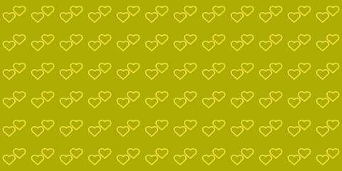 Endless seamless pattern of yellow hearts Bright Green vector hearts. Light Green background Wallpaper. Vector illustration Textile Fabric design. Pattern with hearts. Heart