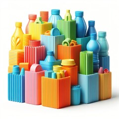 Group of colorful corrugated plastics isolated on white