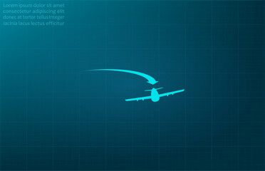 Naklejka na ściany i meble Airplane, safe flights symbol. Vector illustration on blue background. Eps 10.