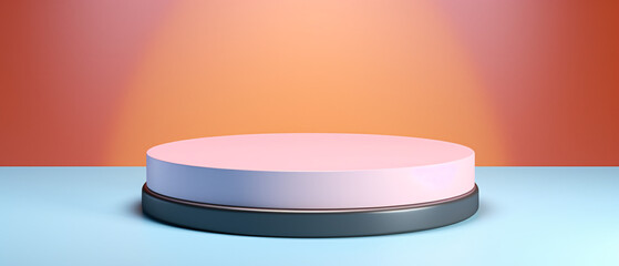 Colorful pastel round podium on a vibrant background, adding flair and charm to presentations.