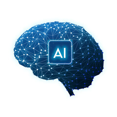 brain low polygon Artificial intelligence concept 3d illustration on dark background