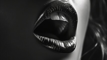 Open mouth woman close up