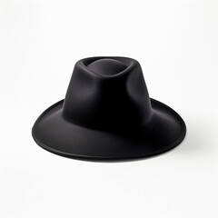A single fashioned classic black men's hat on a white background isolated