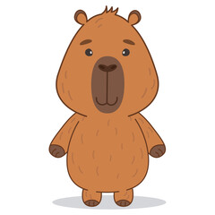 Cute capybara character. Kawaii style animal isolated on white