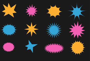 Y2k retro stickers pack. Trendy vintage 2000s 90s style shapes