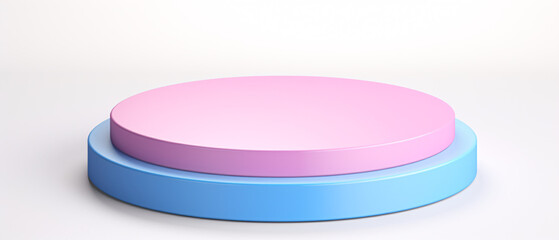 
A colorful pastel round podium designed for product display on a white background, offering a clean and visually appealing presentation space.