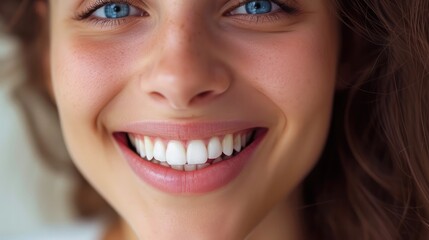 young pretty woman teeth extreme closeup photo