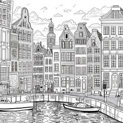 Amsterdam Coloring Page, Ai generative