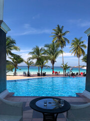 swimming pool in the resort and beach