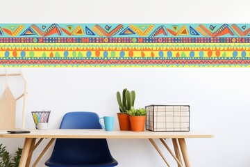 close-up shot of a colorful ethnic motif wall decal