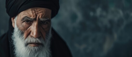 Generative AI, Portrait of religious elderly muslim man, photo close up	
