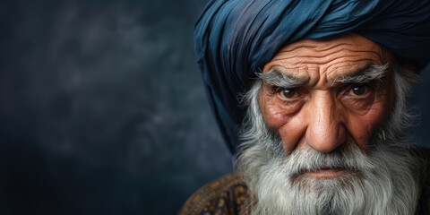 Generative AI, Portrait of religious elderly muslim man, photo close up	
