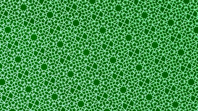 Colorful green smoothly floating ornament in Arabic architectural style, sample of Muslim culture, mosque decoration.