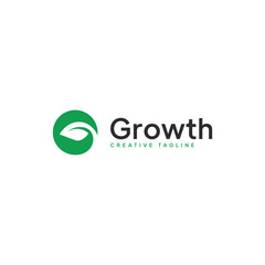 Growth logo with circle shape of letter G leaves