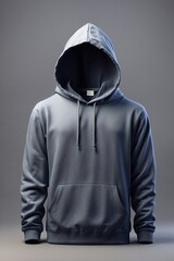trendy pure navy blue hoody without logo element