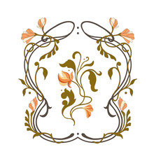 Art Nouveau floral frame. Decorative element. Vector.