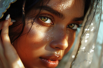 close up of indian beautiful girl model face