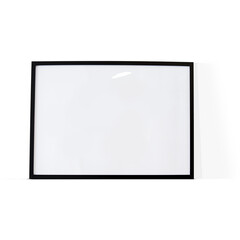 Black large photo frame for using on wall isolated on plain background.
