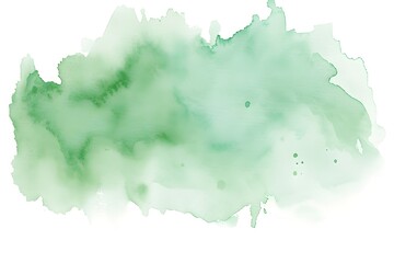 Abstract green color painting watercolor splashes , isolated on transparent background.