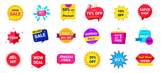 Discount offer sale banners. Best deal price stickers. vector