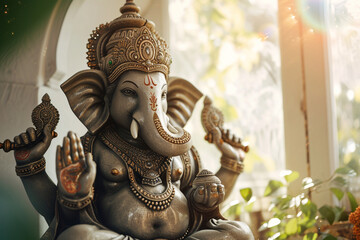 Fototapeta premium a statue of ganesha bokeh style background