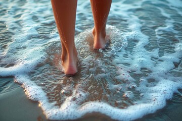 Carefree toes dance through the salty waves, basking in the serenity of the ocean's embrace